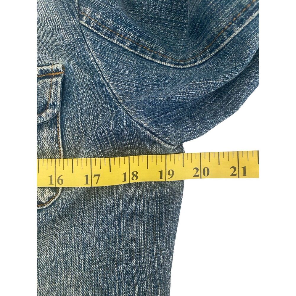 Vintage Talbots Denim Utility Jacket 10P Y2K Blue Jean Trucker Safari Chore Coat - Picture 10 of 12